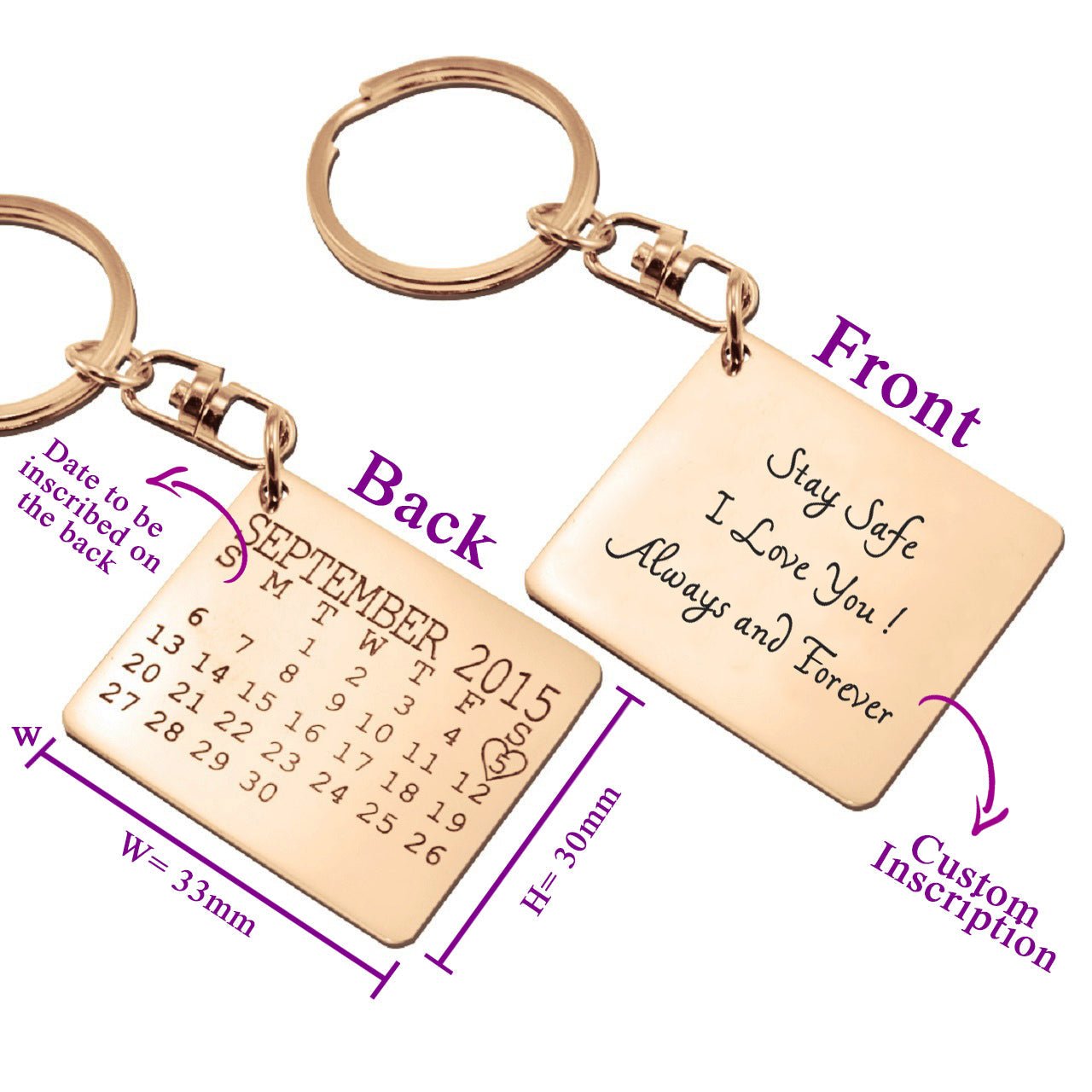 Calendar Handwriting Keyring - Keyrings by Belle Fever