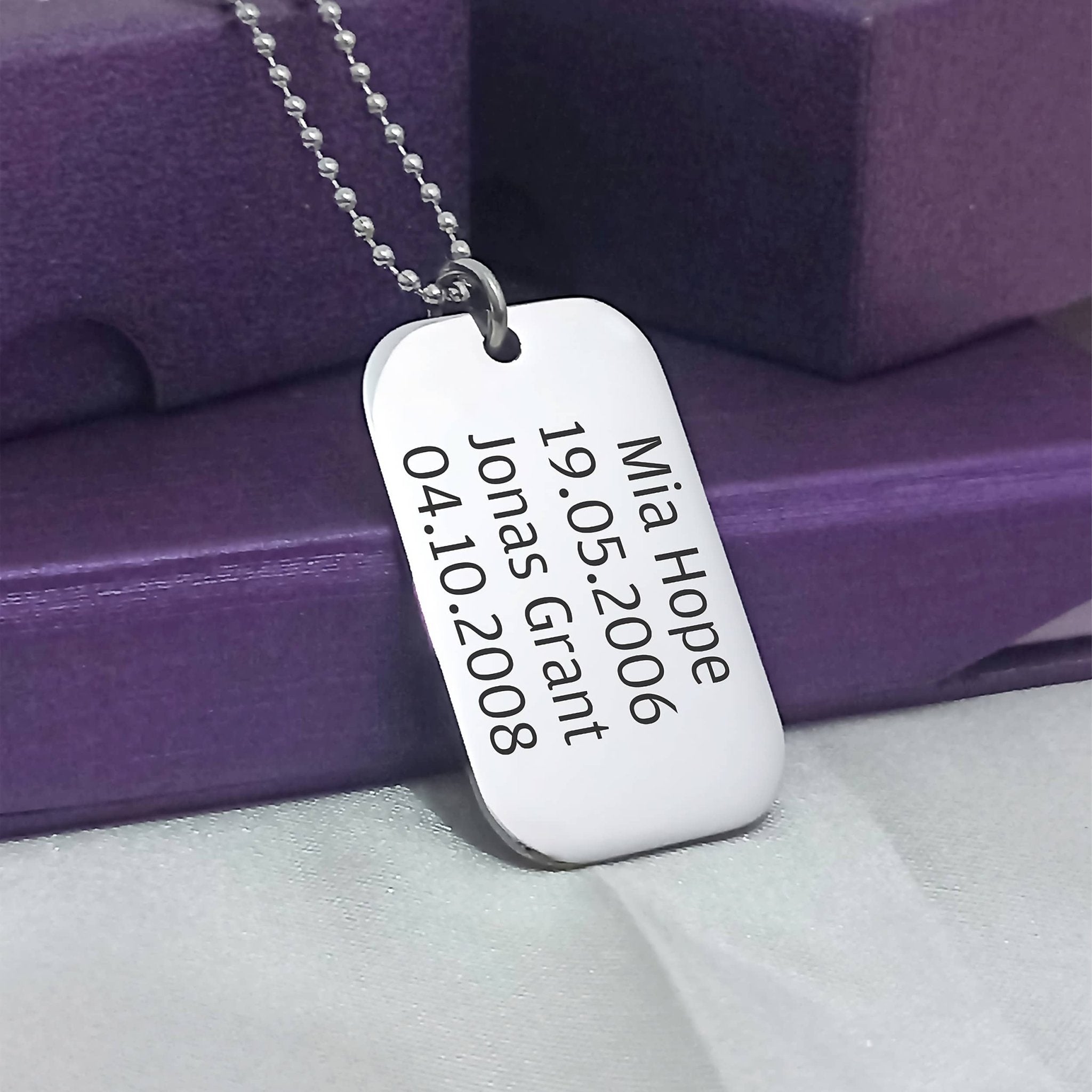 Dog Tag Necklace SINGLE - Mens Jewellery by Belle Fever