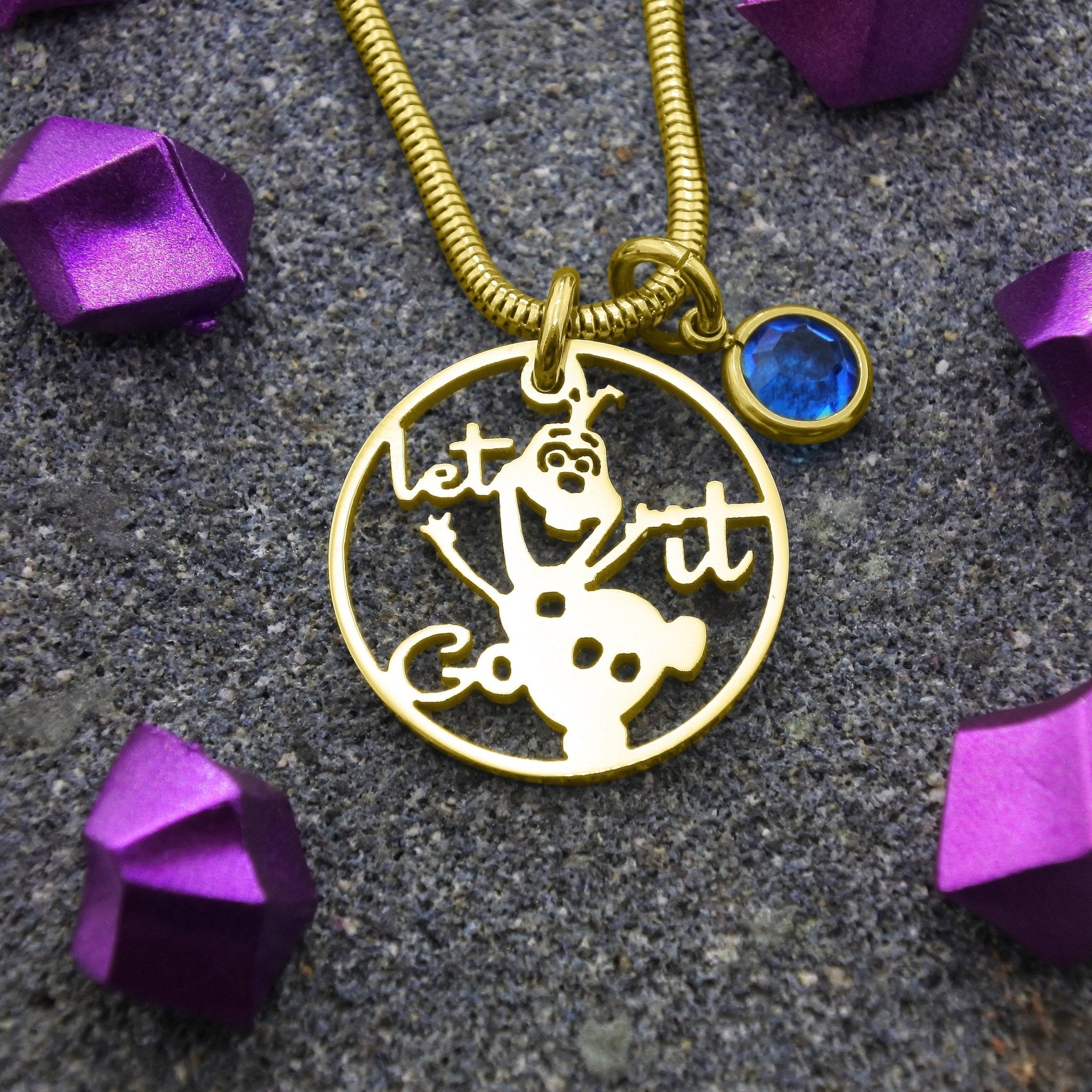 Melting Snowman Birthstone Necklace - Mothers Jewellery by Belle Fever