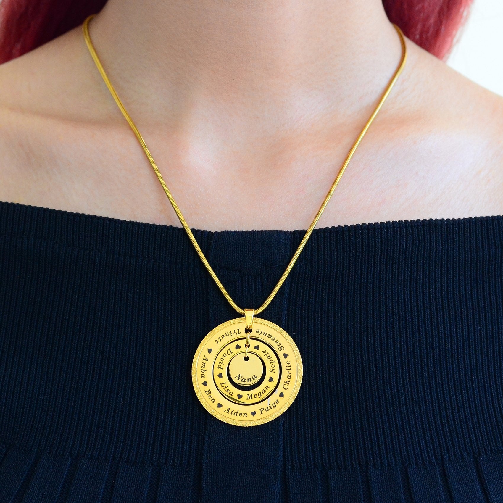 Sparkling Circles of Loved Ones Personalised Necklace - Mothers Jewellery by Belle Fever