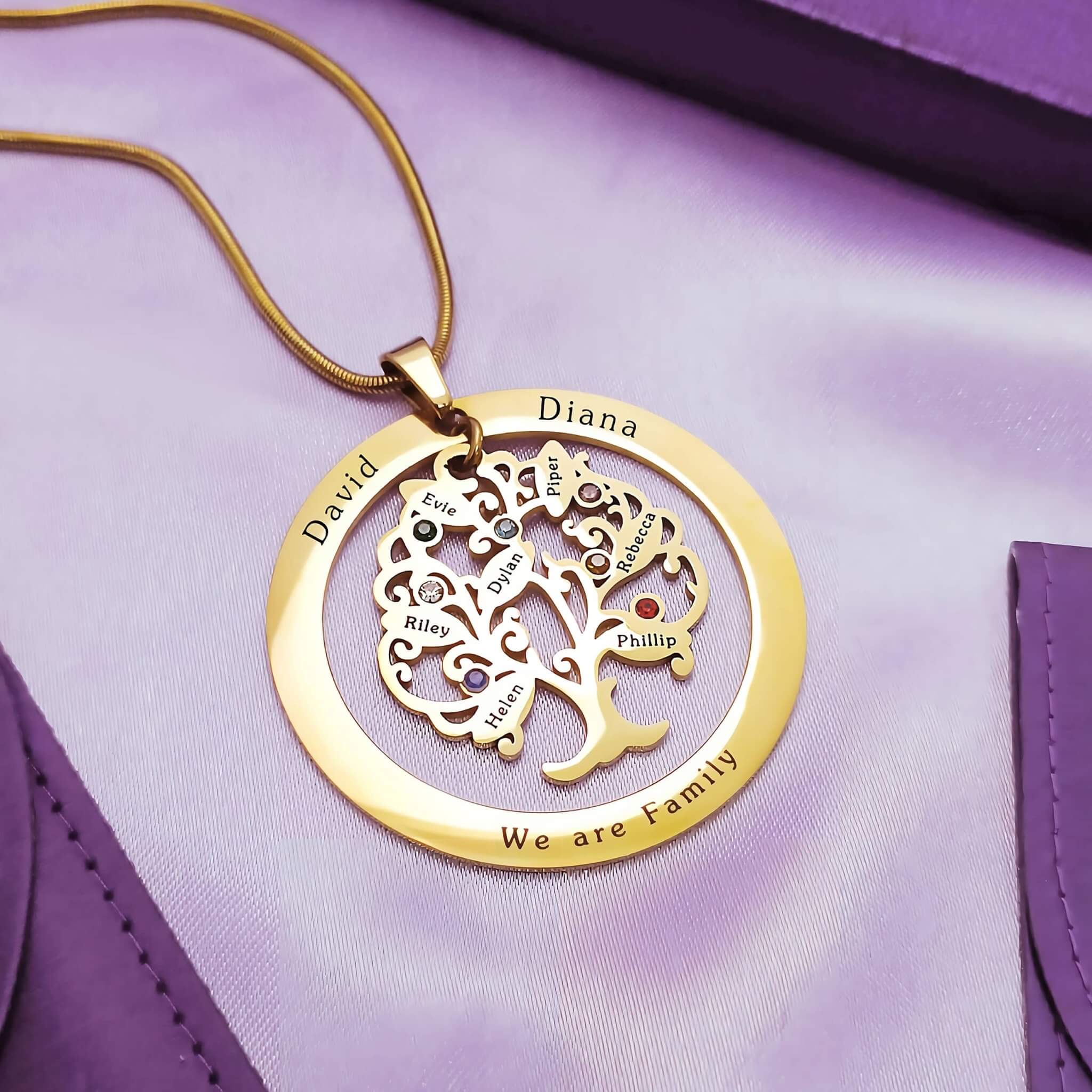 Tree of My Life Washer Birthstones | Personalised Necklace - Family Tree Necklaces by Belle Fever