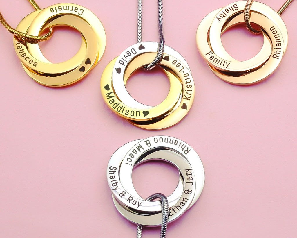 Interlinked Russian Rings Necklace - BELLE FEVER