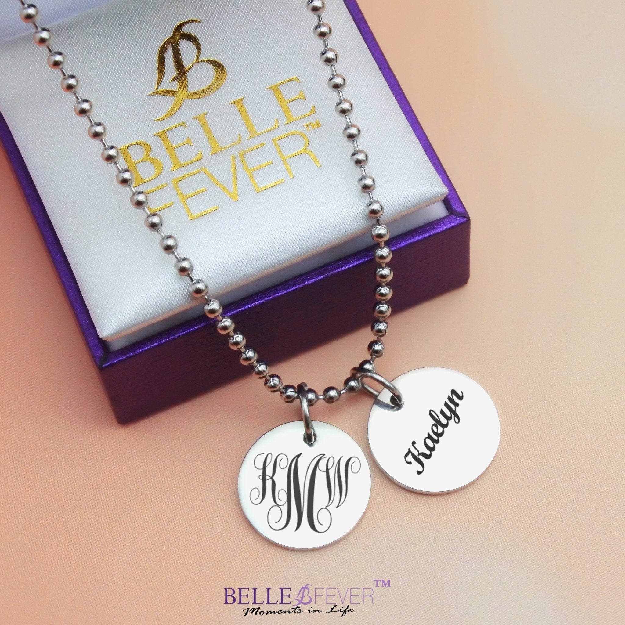 Monogram Initial Disc Necklace - BELLE FEVER