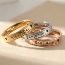 Belle Fever Personalised Ring, custom engraved name band, unisex jewellery 