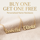 Buy one get one free personalized name necklaces featuring elegant custom script names, perfect for meaningful gifts and special occasions.