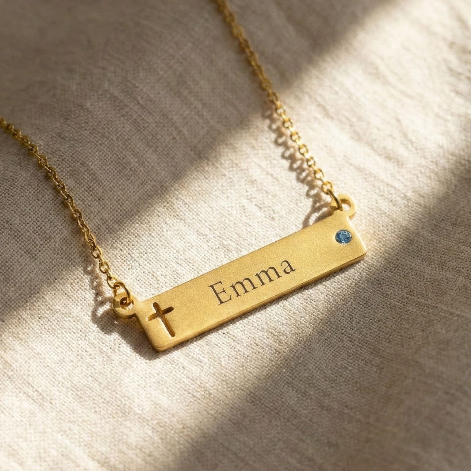 Jess Bar Cross Name Necklace - Name Necklaces by Belle Fever Jewellery