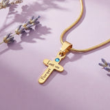 belle fever personalized cross birthstone name necklace, engraved Christian cross jewelry with birthstone detail