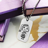 Custom Kids Drawing Dog Tag Necklace