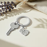 belle fever feet charm for keyring with engraved name and date, personalized memorial keepsake