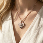 Belle Fever Forever in My Heart Photo Necklace — personalised engraved heart pendant worn close to the chest, celebrating love and meaningful bonds.