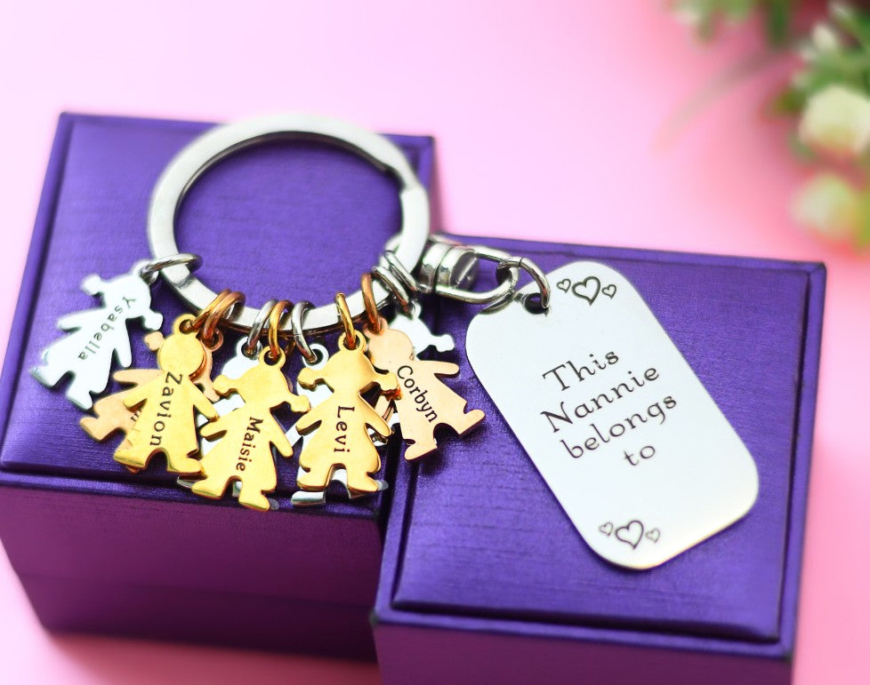 Personalised Keyring with Kids Charms by Belle Fever