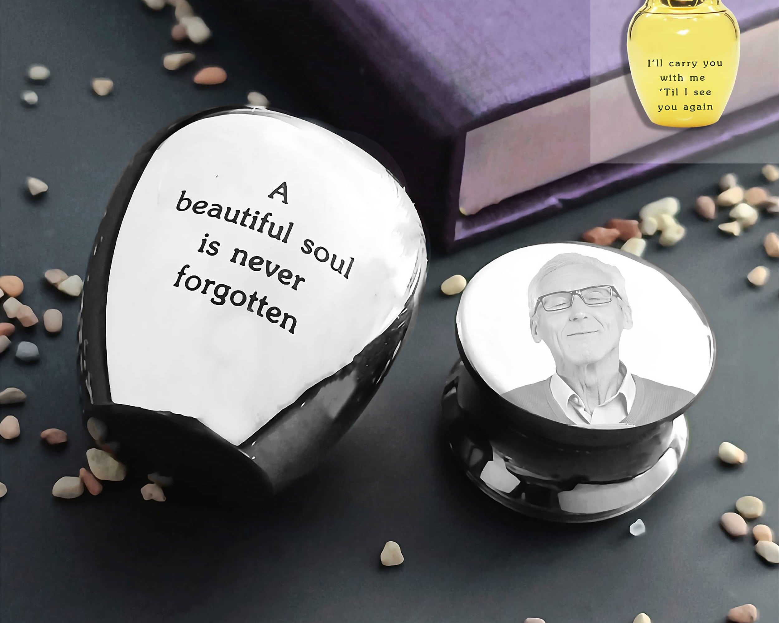MINI Personalised Photo Keepsake Urn in Luxury Gift Box