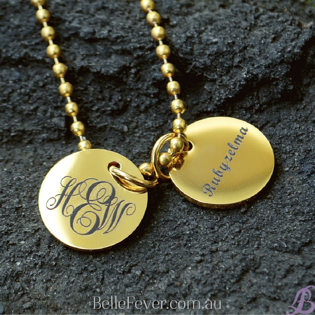 Monogram Initial Disc Necklace