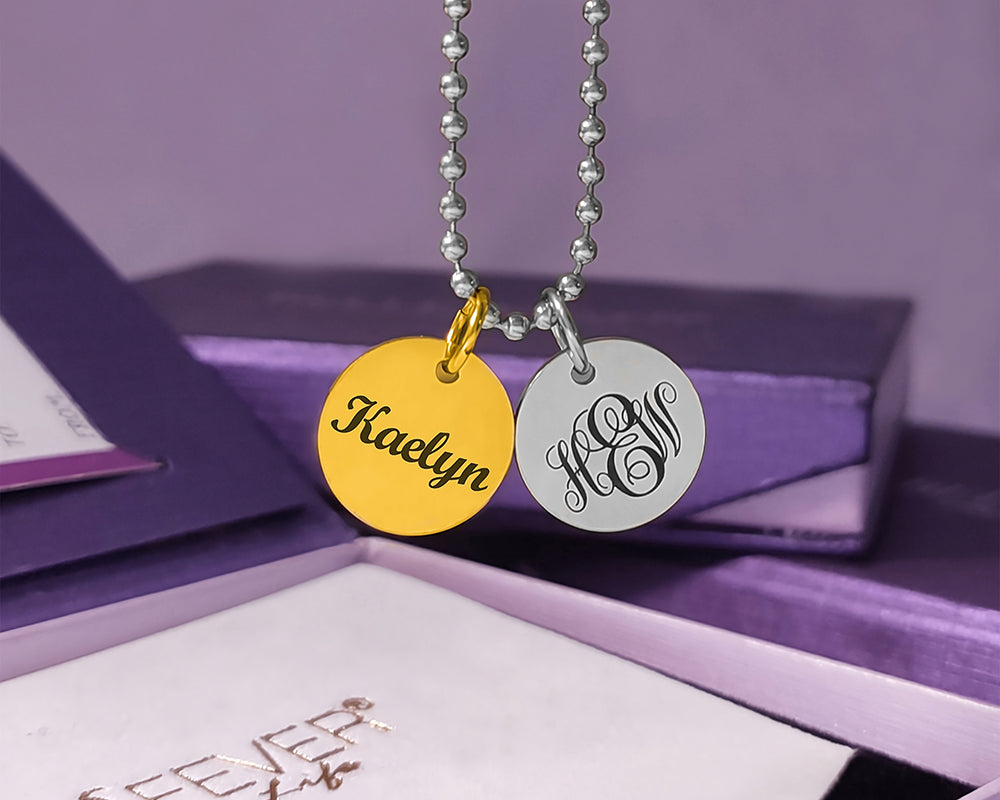 Monogram Initial Disc Necklace