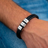 Personalised Black Leather Bracelet