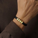 Personalised Black Leather Bracelet