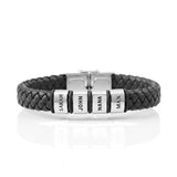 Personalised Black Leather Bracelet
