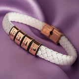 Personalised White Leather Bracelet - Mother Jewellery by Belle Fever