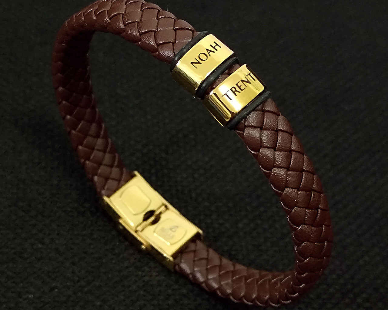 Personalised Brown Leather bracelet, Men's Jewellery by Belle Fever Jewellery
