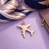 Belle Fever rose gold plane charm for keyring with scarf detail, elegant travel jewelry gift