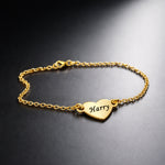 Gold Precious Heart Name Bracelet - Bangles & Bracelets by Belle Fever