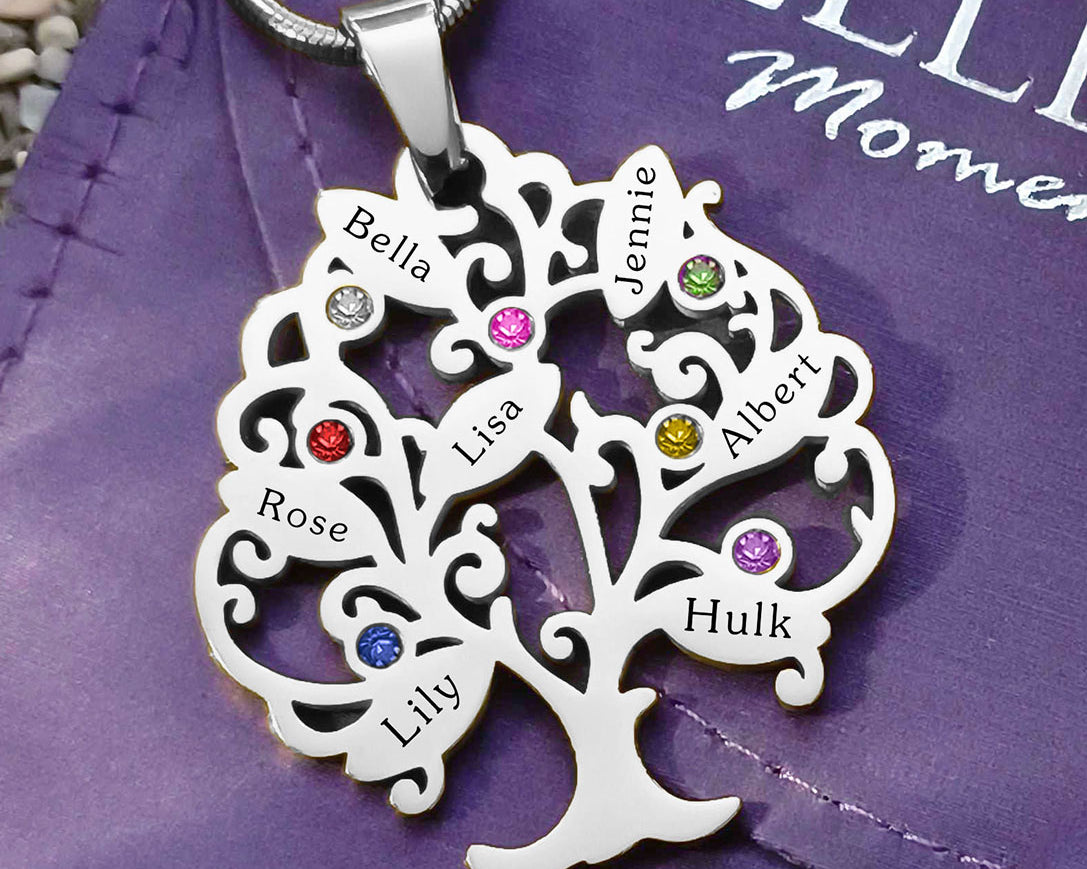 Tree of My Life Necklace with Birthstones