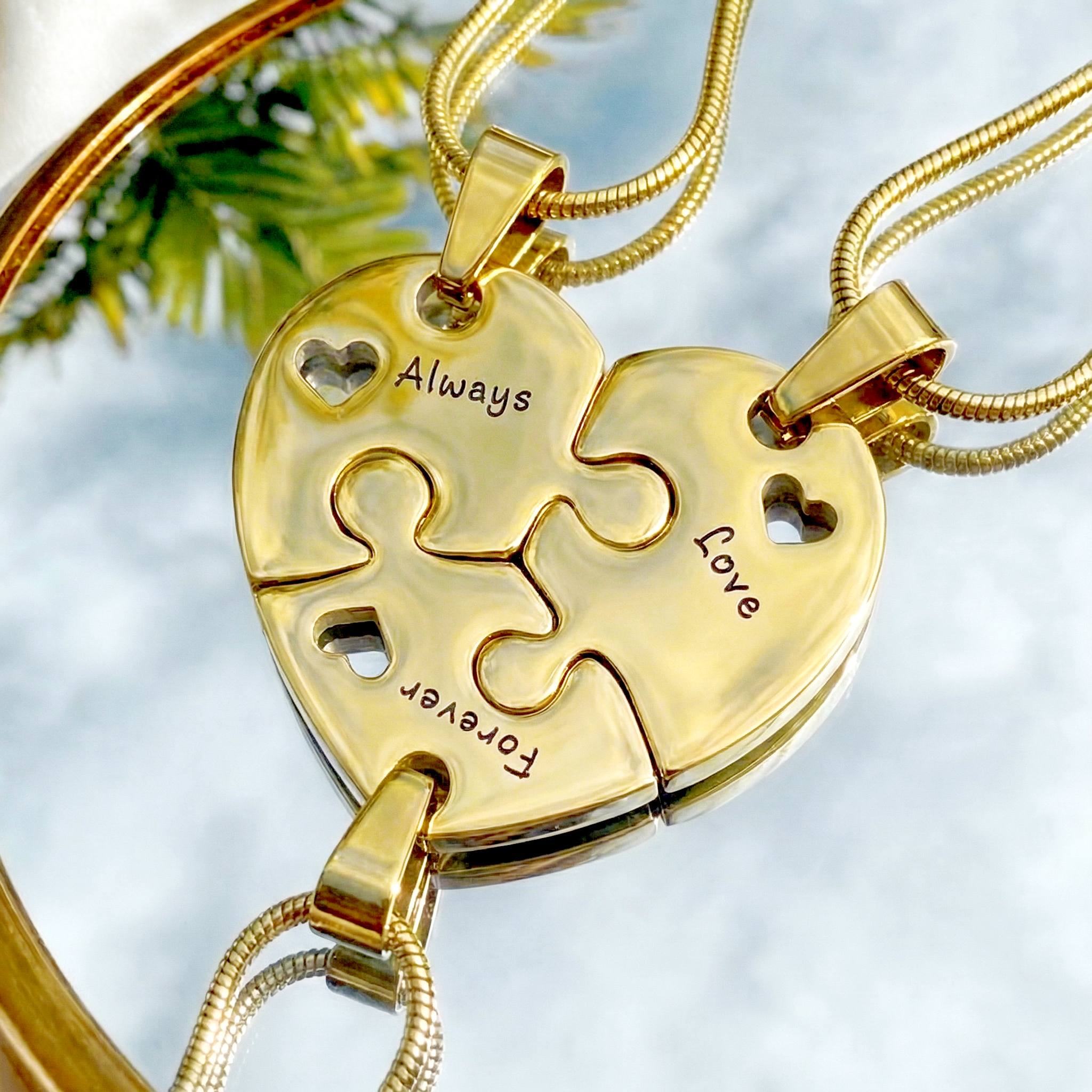 Gold Triple Heart Puzzle - Puzzle Jewellery by Belle Fever