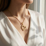 Close-up of Trust in Him necklace by belle fever on model, inspirational Christian jewelry representing faith, hope, and trust in Him