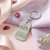 Custom photo tag keyring with engraved calendar date, sentimental gift for wedding or anniversary