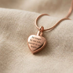 Always Love cremation necklace in rose gold with heart urn pendant on delicate chain