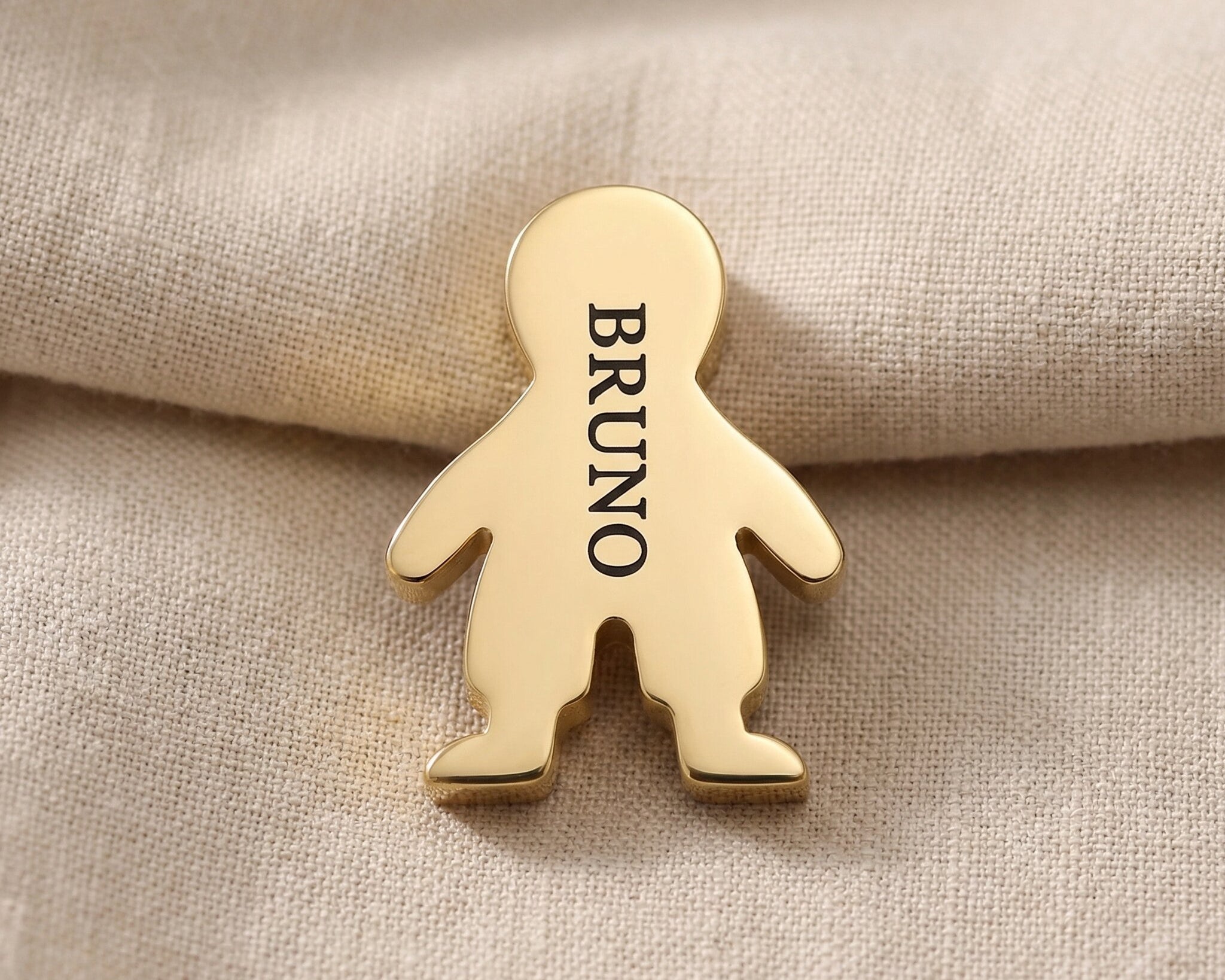 Personalized boy silhouette charm for Moments Bracelet with engraved name and meaningful family symbolism