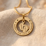 personalised mother necklace with engraved “a mother’s love can’t be replaced” pendant in gold finish