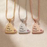 Children heart birthstone necklace tone comparison showing gold, silver and rose gold family keepsake finishes
