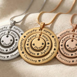 Circle of Loved Ones necklace in gold silver and rose gold tone comparison