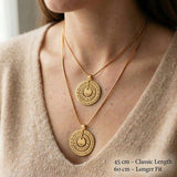 Circle of Loved Ones necklace worn showing different chain length on neck