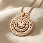 Circle of Loved Ones necklace in rose gold finish pendant