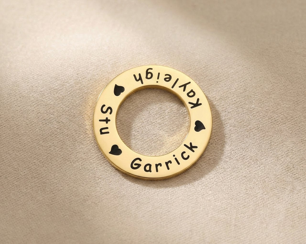 Personalized circular ring charm for Dream Locket bracelet with engraved text and timeless sentimental meaning