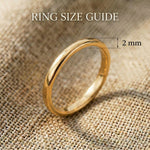 Classic band ring size guide showing ring width and dimensions for accurate sizing