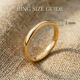 Classic band ring size guide showing ring width and dimensions for accurate sizing