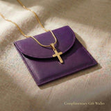 Cross name necklace displayed with elegant jewelry gift wallet packaging