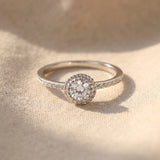 Crystal soul ring with round centre stone, refined solitaire design for timeless jewellery style