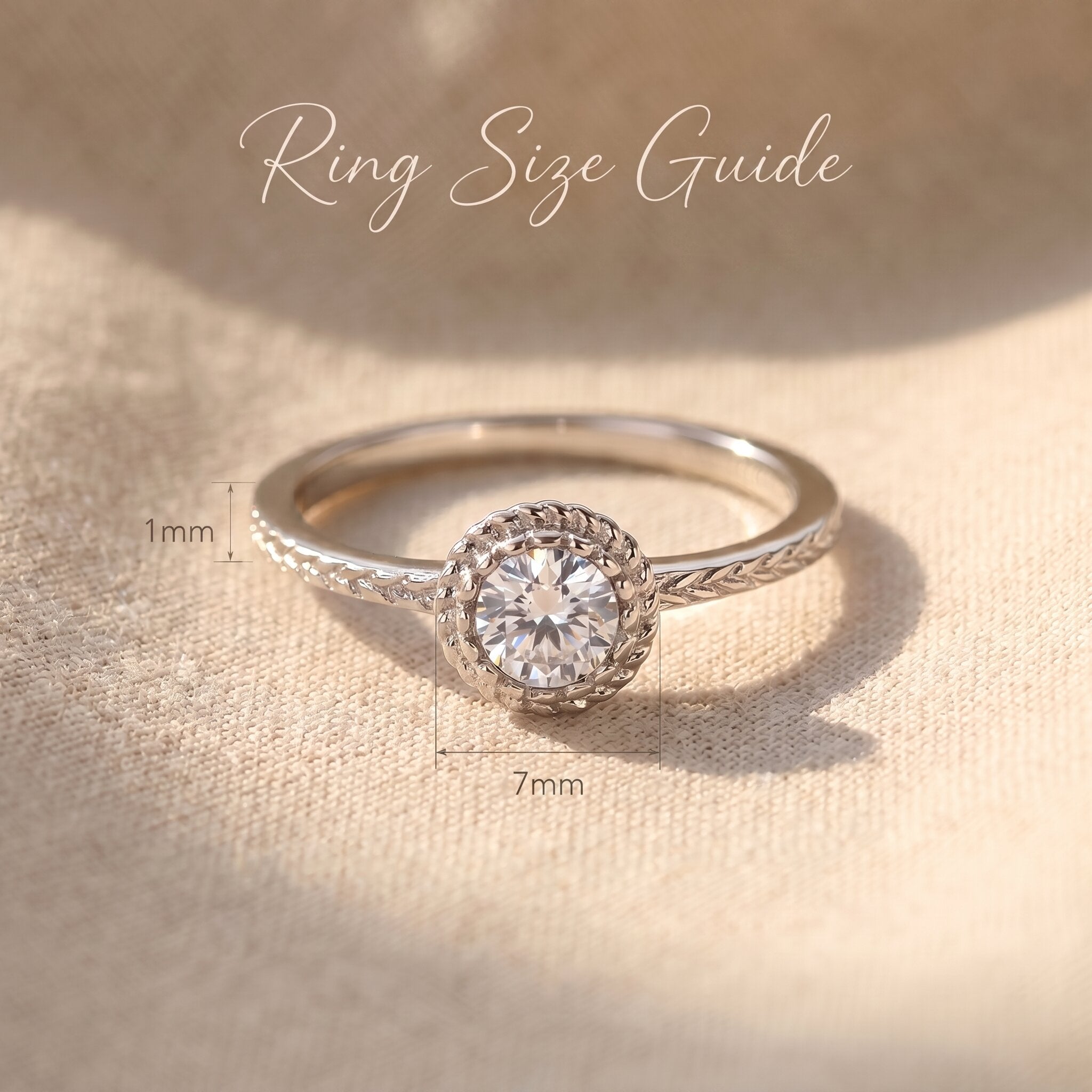 Crystal soul ring size guide showing band width and centre stone proportions