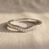 Crystal wish ring with curved band and sparkling stones, elegant minimalist jewellery for her