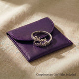 Personalized double name ring displayed with premium gift wallet packaging for elegant jewelry presentation