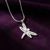 Belle Fever Dragonfly Necklace with Custom Engraved Names, meaningful strength and transformation jewellery gift.