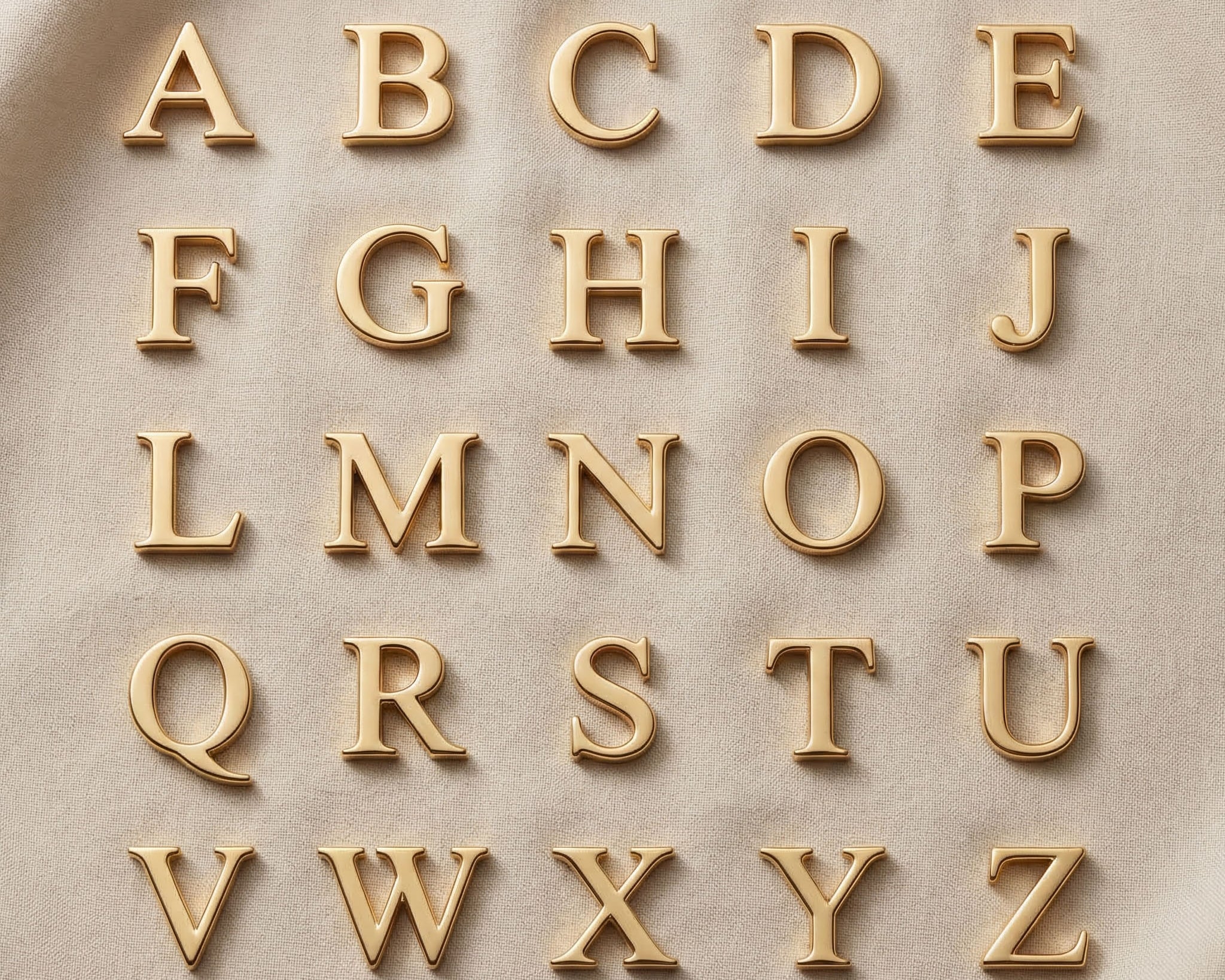 Personalized gold initial letter charms for Dream Locket bracelet with custom alphabet engraving options