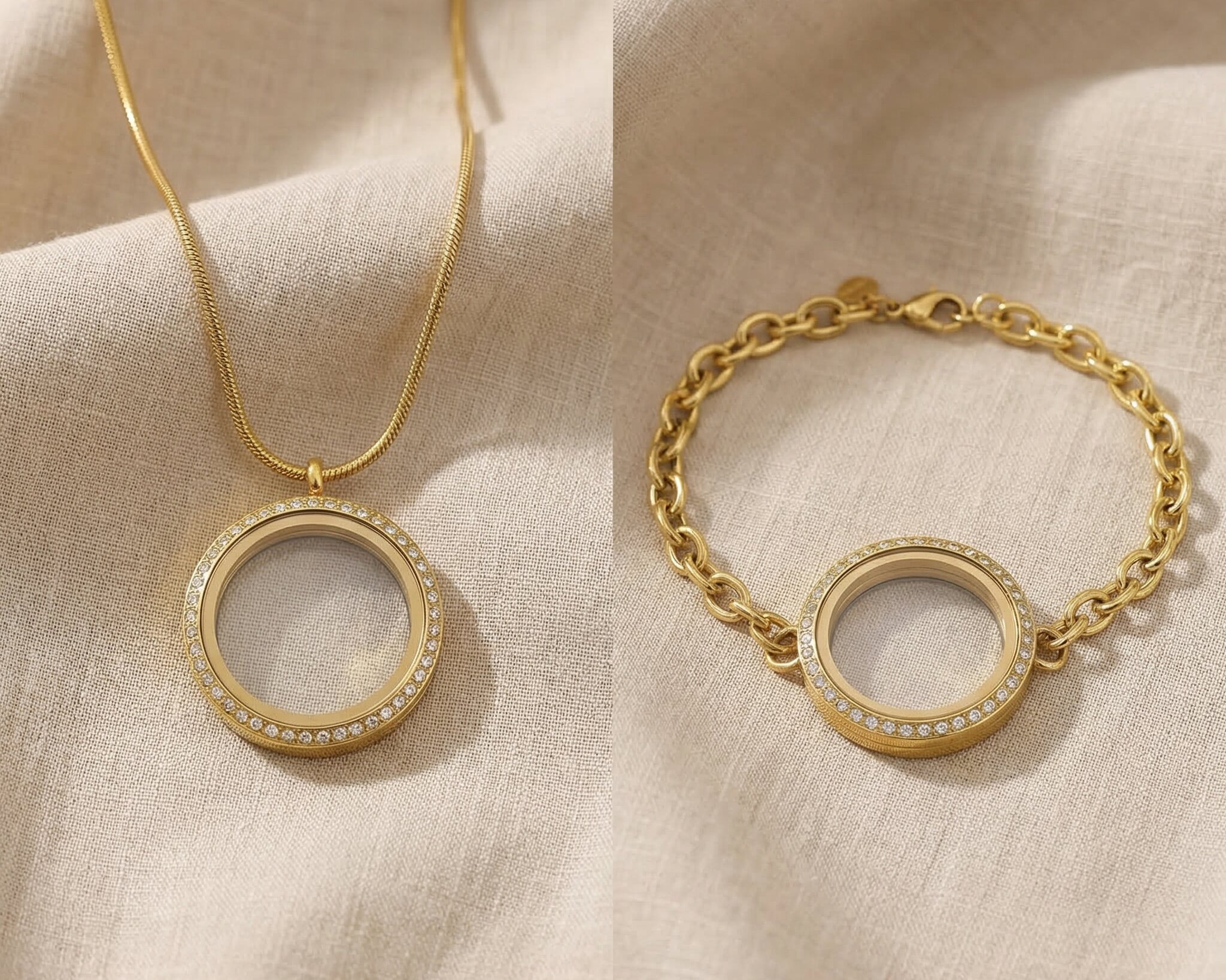  Dream locket necklace and bracelet set option showing matching round locket jewellery design