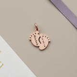 belle fever personalized feet charm for keyring, custom engraved name and date remembrance gift