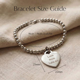 Forever In My Heart Charm Bracelet size guide showing bracelet length and charm dimensions