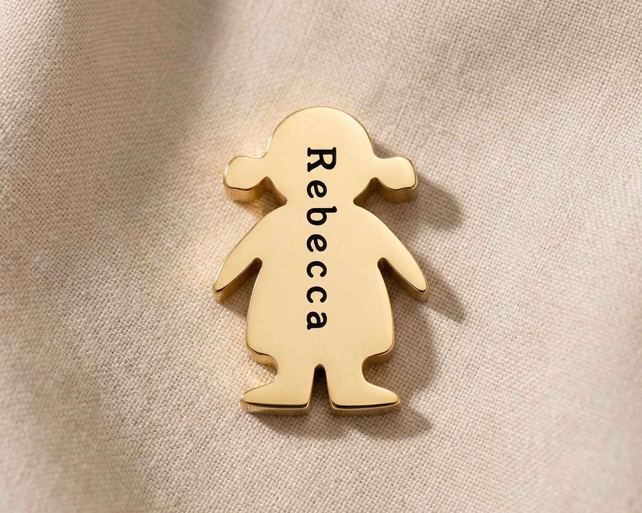 Personalized girl silhouette charm for Moments Bracelet with custom engraved name and sentimental meaning